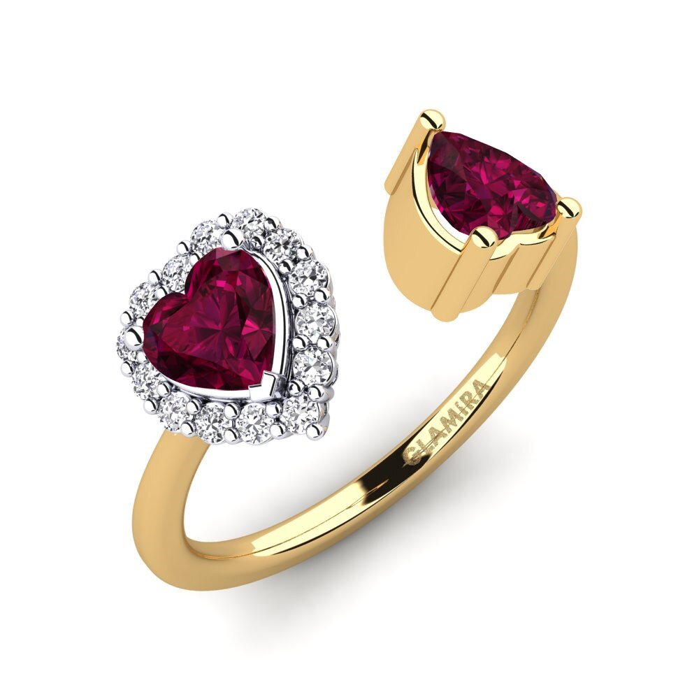 14ct Yellow & White Gold Rhodolite Garnet Women's Ring Ellish