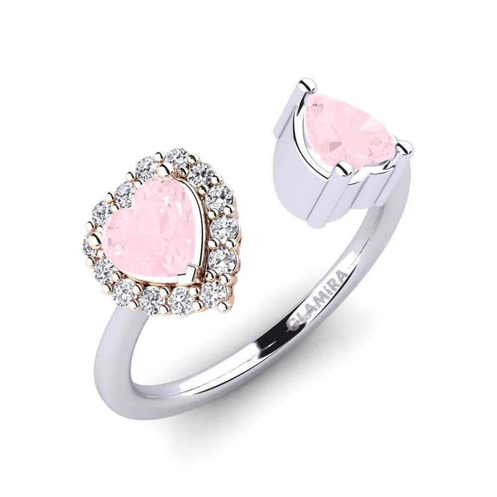14ct White & Rose Gold Rose Quartz Women's Ring Ellish