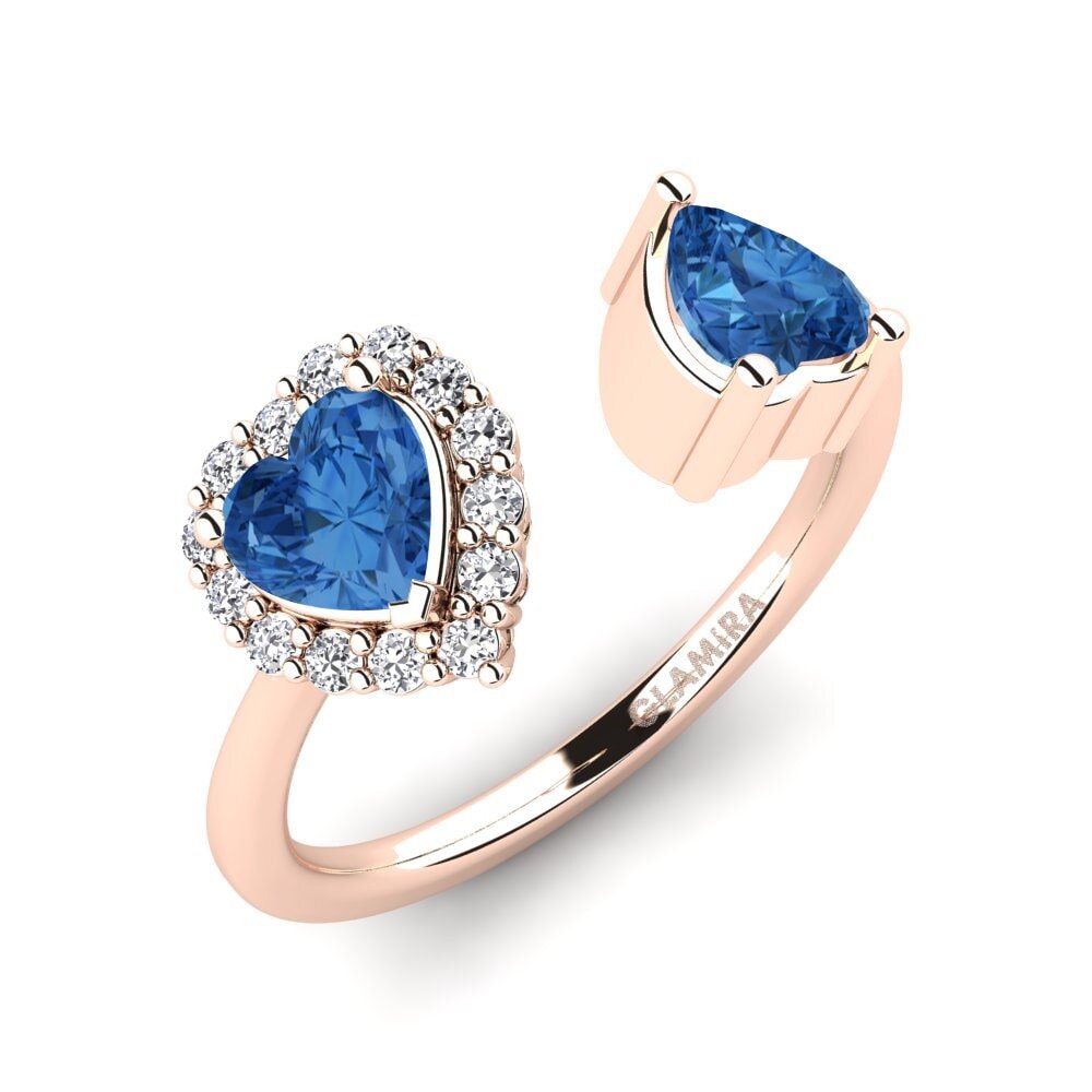 750 Rood Goud Donker Blauwe Zirkoon Dames Ring Ellish