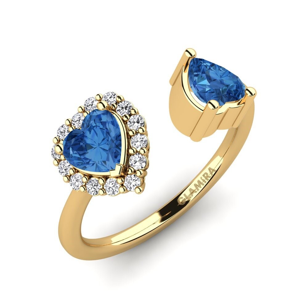 18K Geel Goud Donker Blauwe Zirkoon Dames Ring Ellish