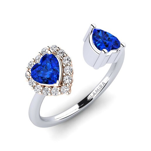 Anillo Ellish Oro Blanco & Rosa 585 & Sapphire (Lab Created) & Diamante