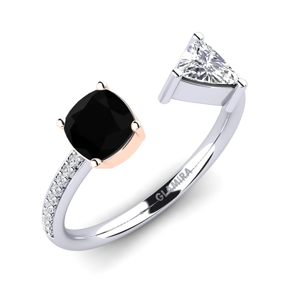 9ct White & Rose Gold Black Onyx Engagement Ring Ellissa