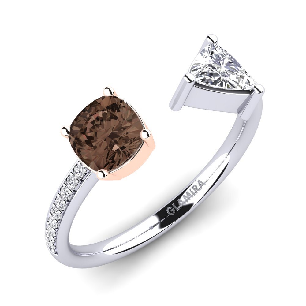 9ct White & Rose Gold Smoky Quartz Engagement Ring Ellissa