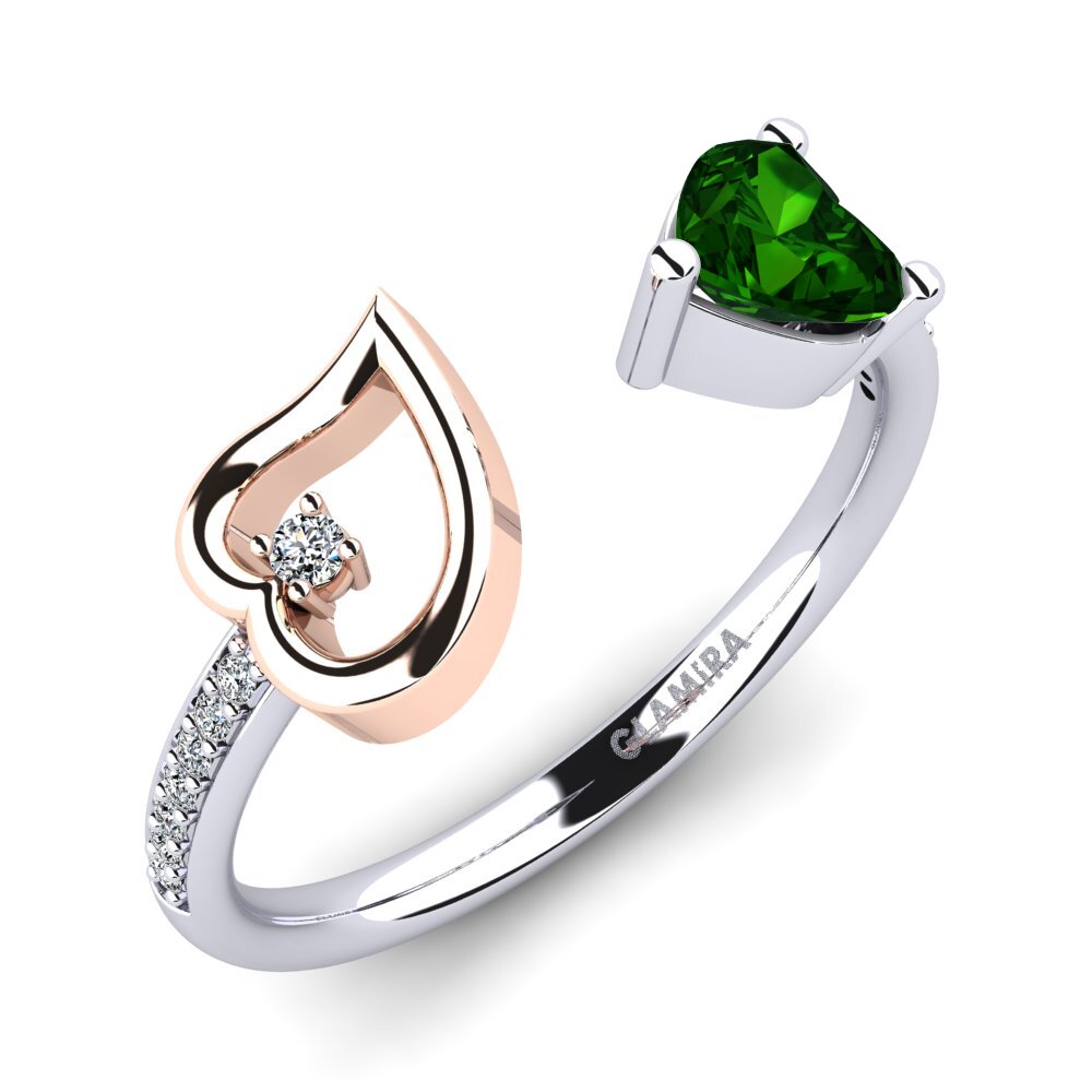 9k White & Rose Gold Green Tourmaline Ring Ellura