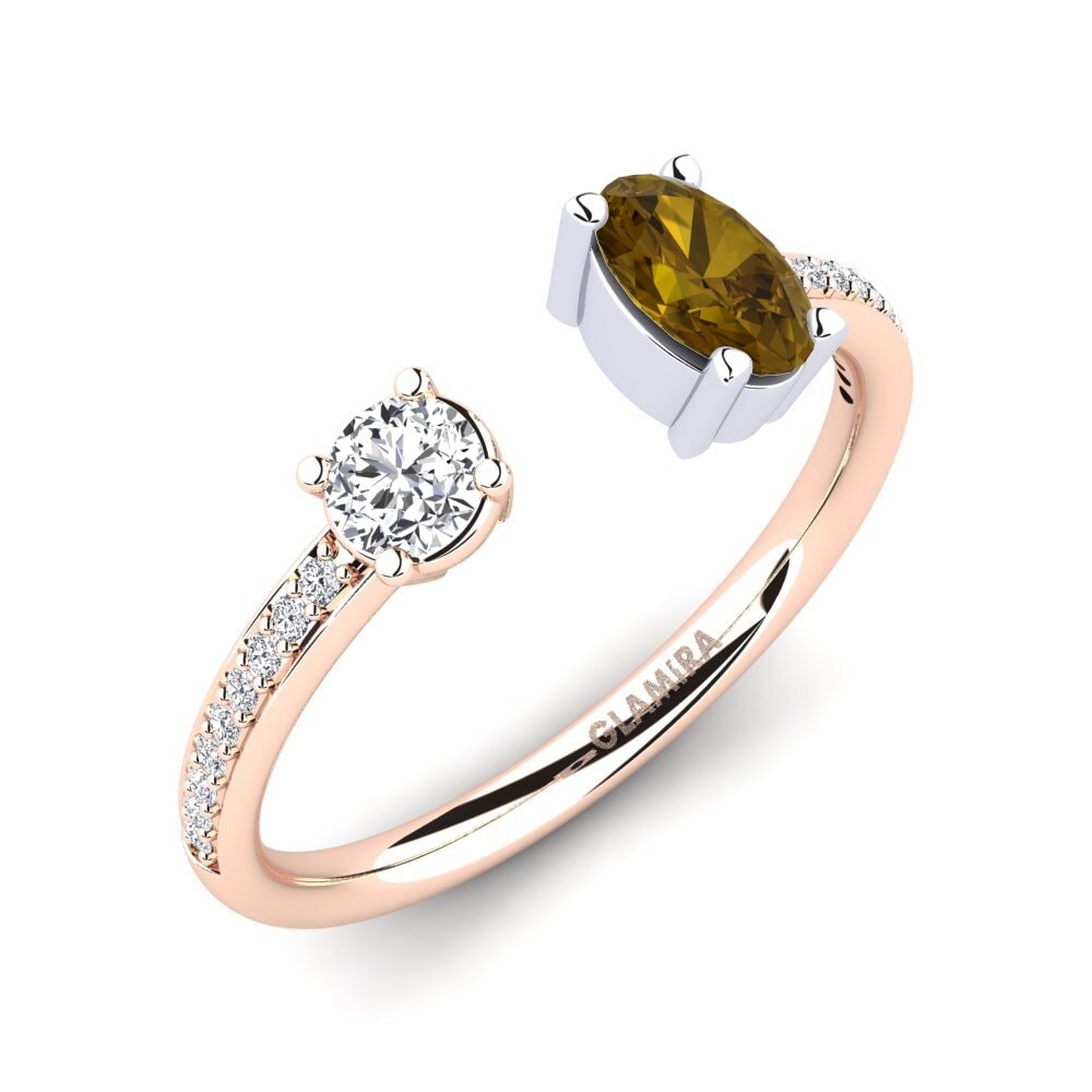 14ct Rose & White Gold Brown Zircon Ring Ellvira