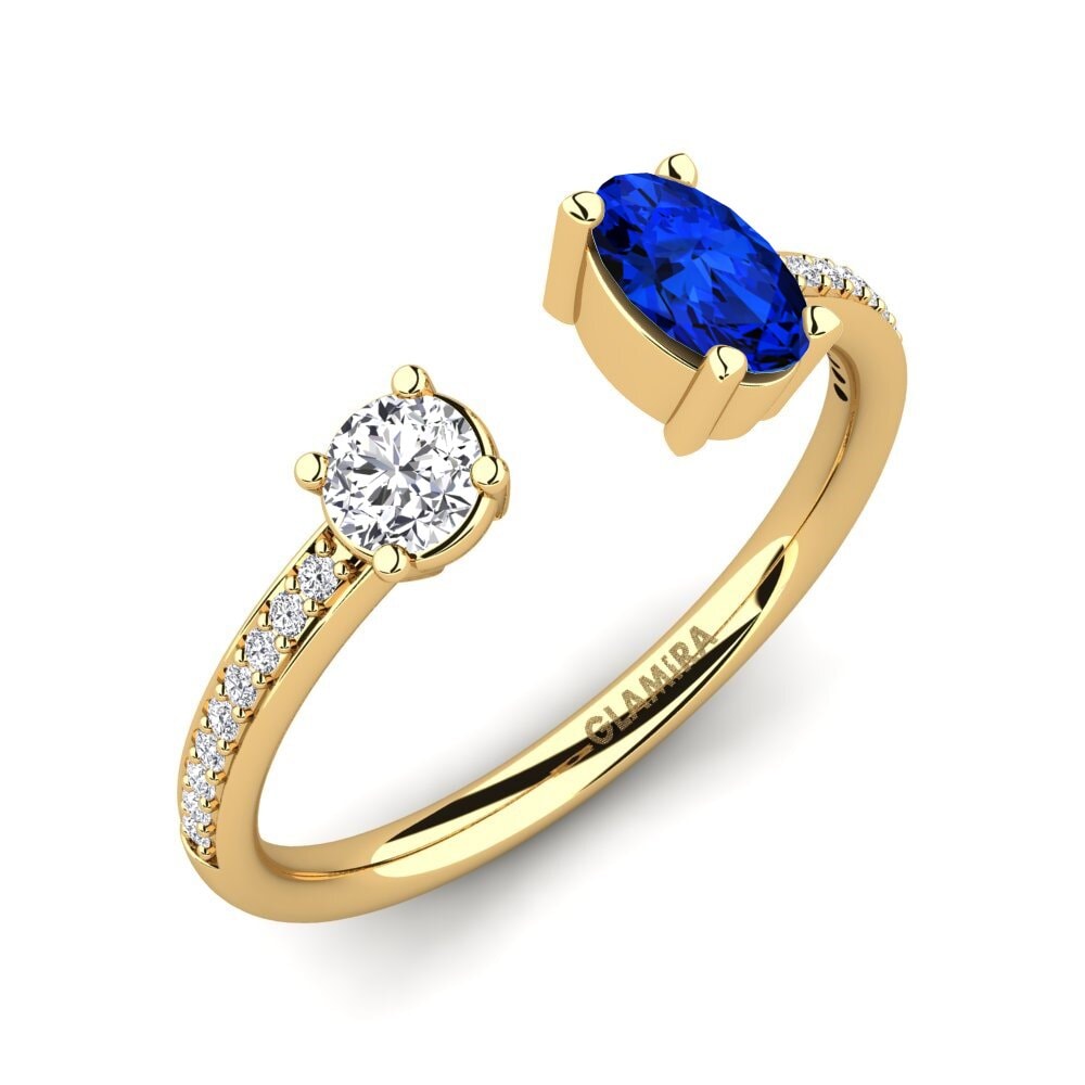 9ct Yellow Gold Sapphire (Lab Created) Ring Ellvira