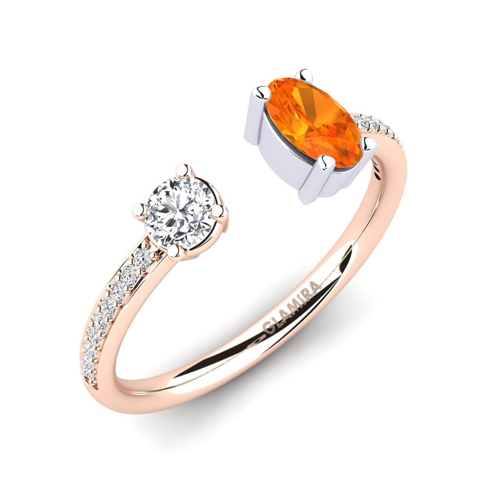 9ct Rose & White Gold Orange Sapphire Ring Ellvira
