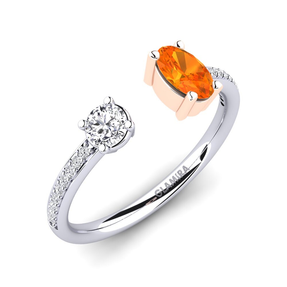 9ct White & Rose Gold Orange Sapphire Ring Ellvira