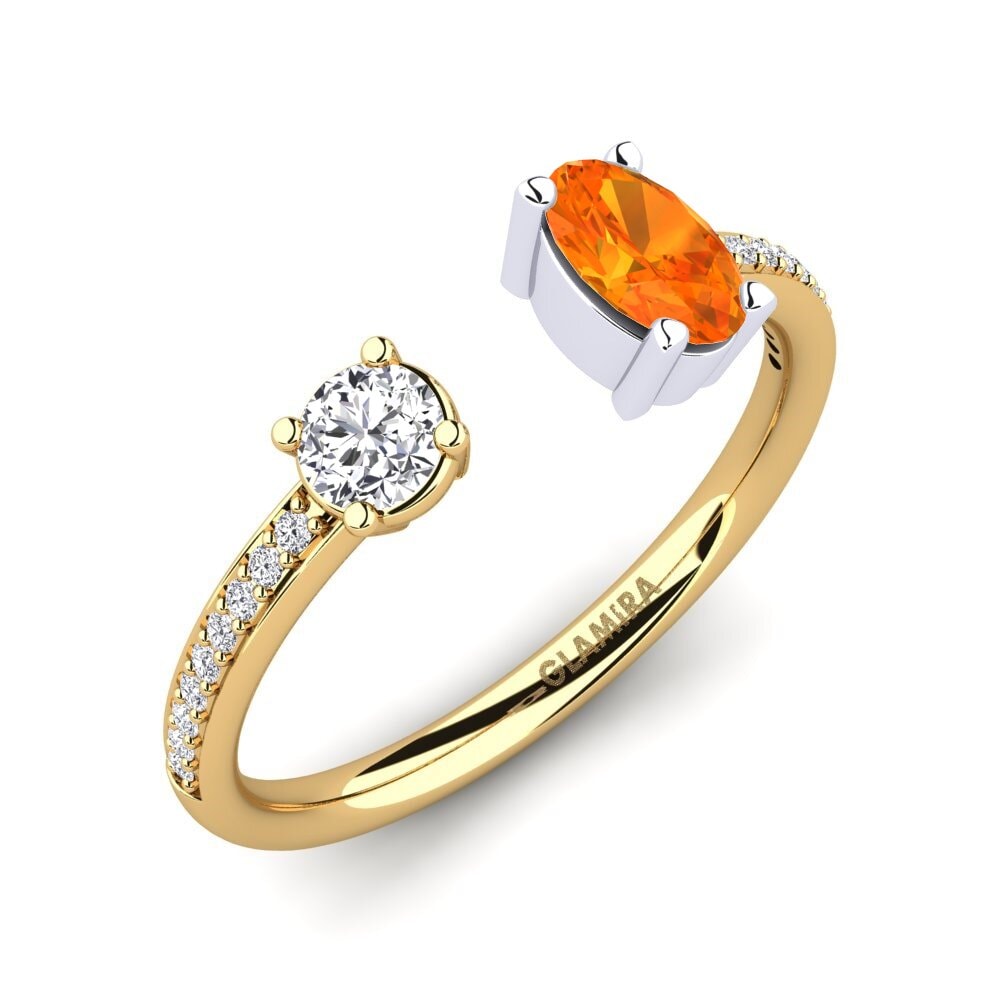 9ct Yellow & White Gold Orange Sapphire Ring Ellvira