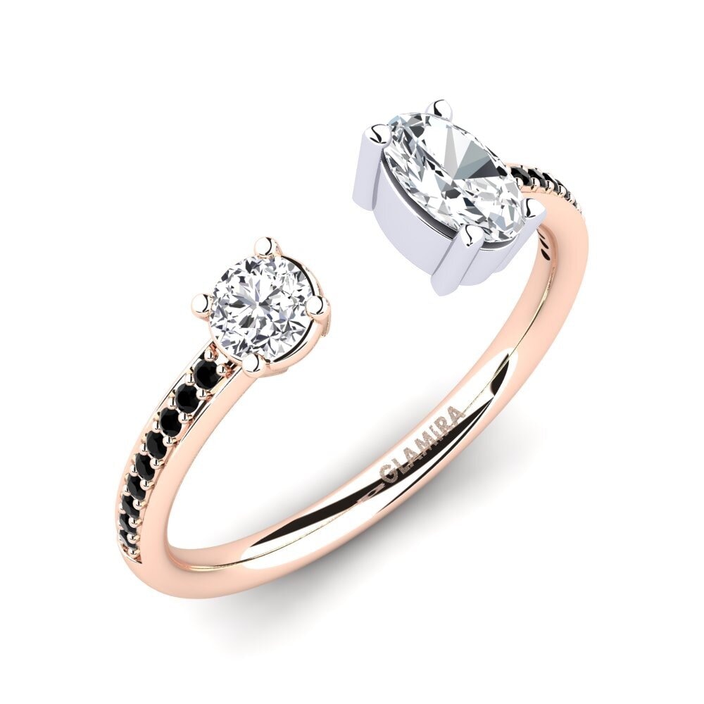 14ct Rose / White Gold White Zircon Ring Ellvira