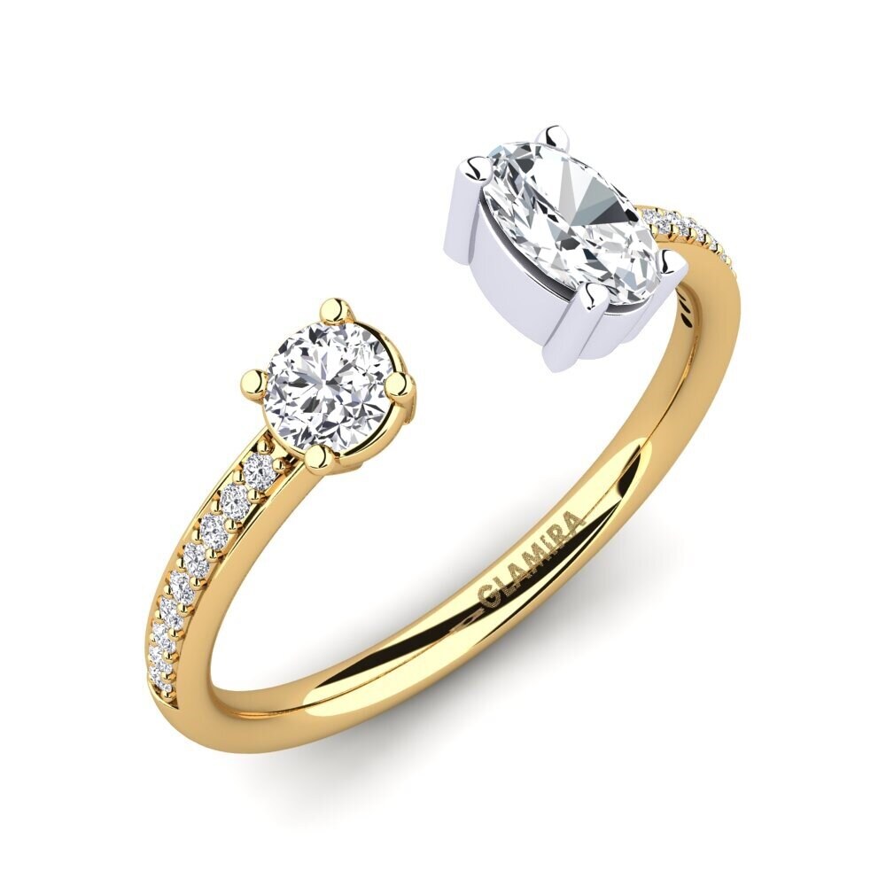 9ct Yellow & White Gold White Zircon Ring Ellvira