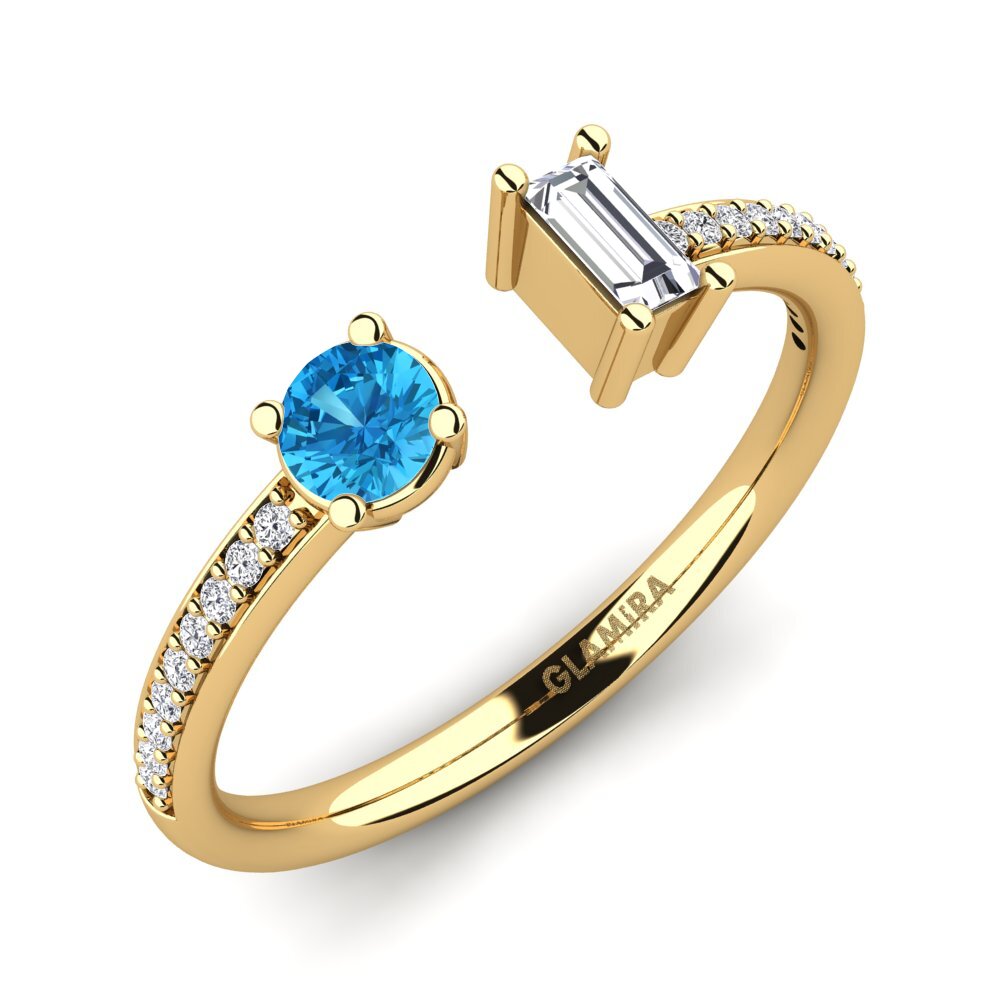9ct Yellow Gold Blue Topaz Ring Elly