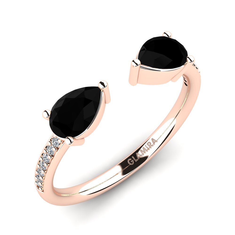 9k Rose Gold Black Onyx Engagement Ring Ellyn