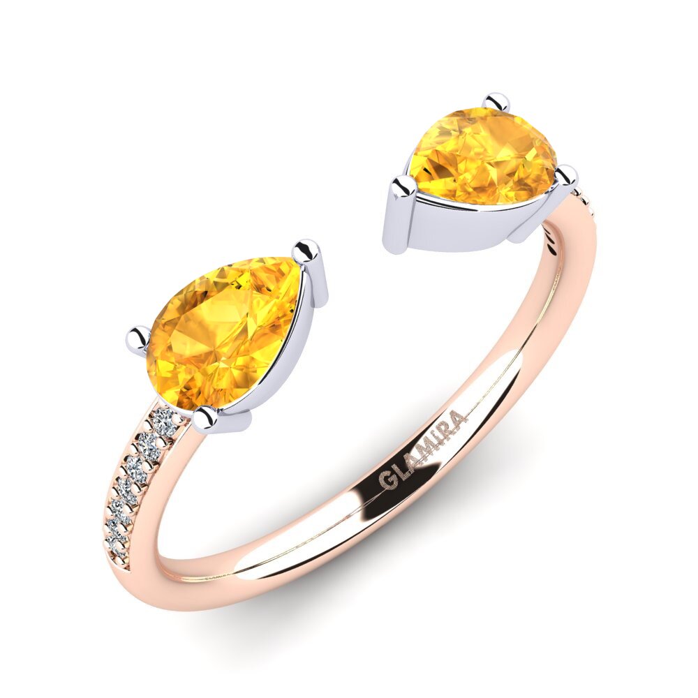 9k Rose & White Gold Citrine Engagement Ring Ellyn