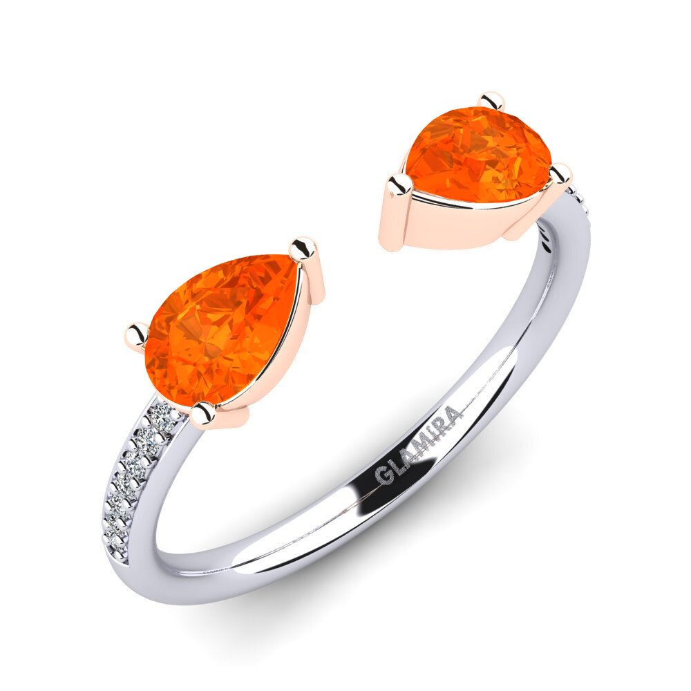 14ct White & Rose Gold Fire Opal Engagement Ring Ellyn