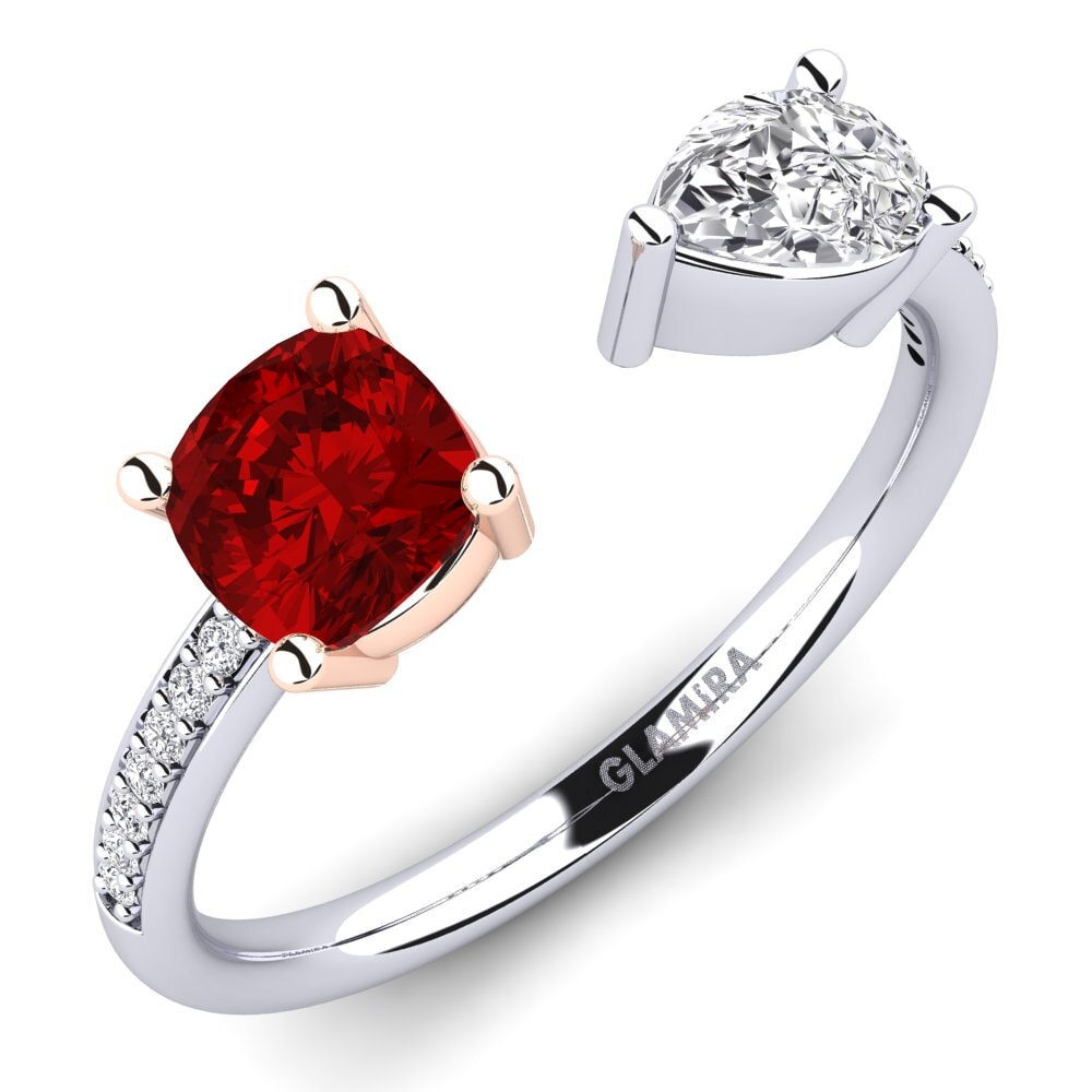 14ct White & Rose Gold Ruby (Lab Created) Engagement Ring Ellyssa