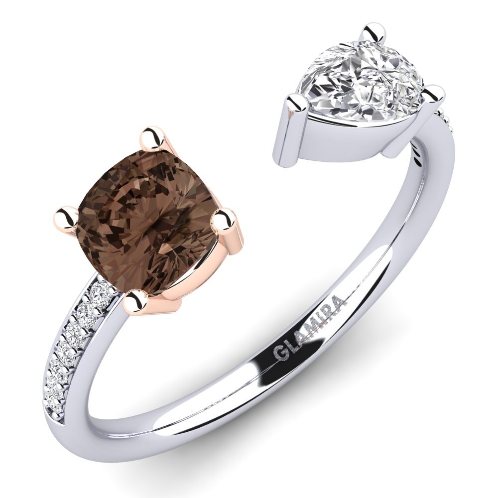 9ct White & Rose Gold Smoky Quartz Engagement Ring Ellyssa