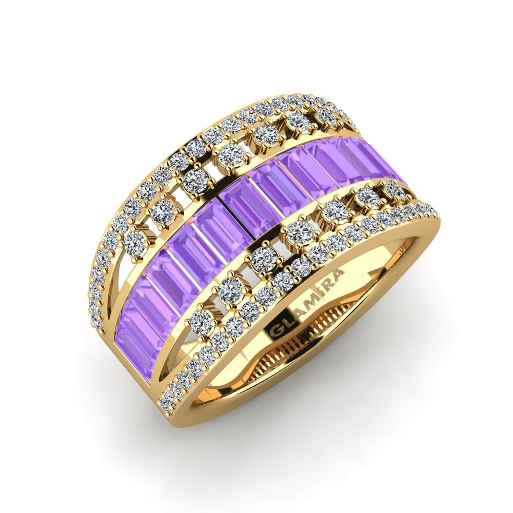 Bague En Argent Massif Avec Améthyste Baguette - Taille 54 - Occasion