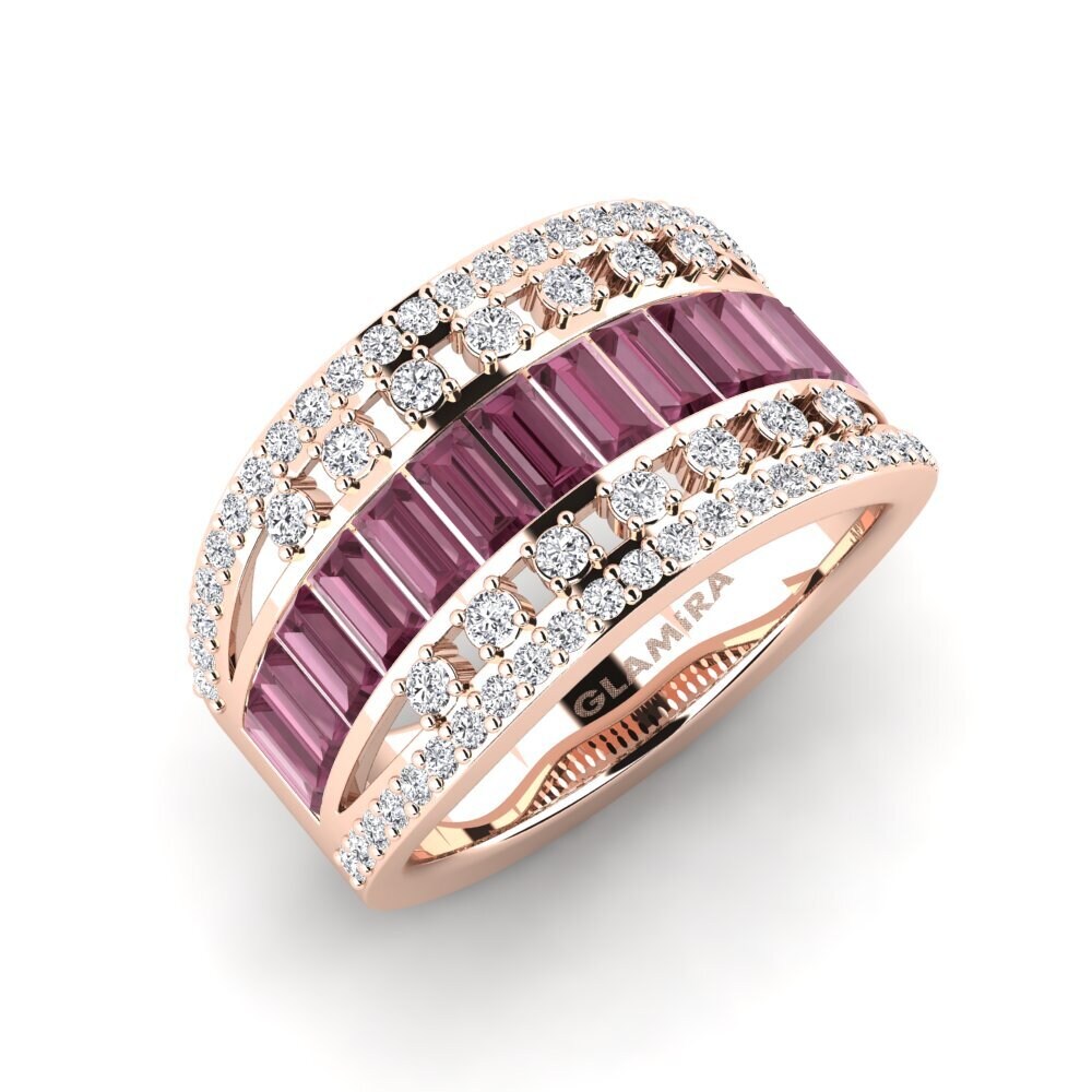 Or rose 14k Grenat de Rhodolite Bague Eboker