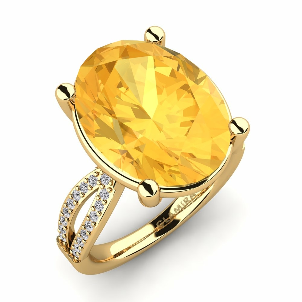 Big Stone Rings Elnora 585 Yellow Gold Citrine