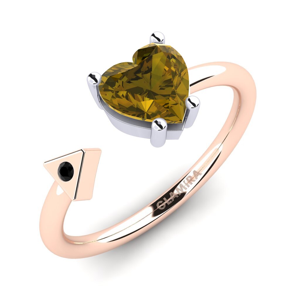 14ct Rose & White Gold Brown Zircon Ring Elodie