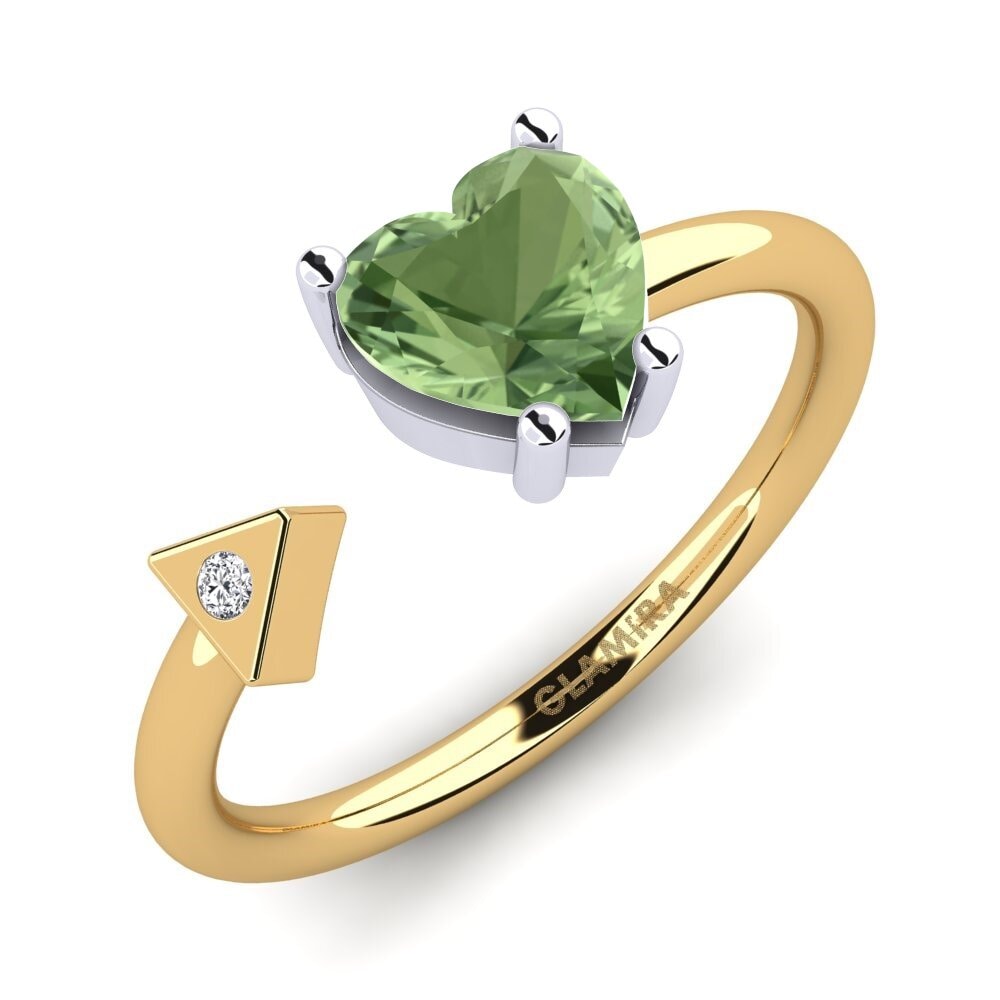 750 Gelb & Weißgold Grüner Saphir Ring Elodie