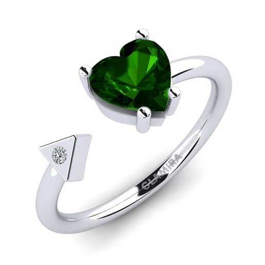 Anillo Elodie Oro Blanco 585 & Turmalina verde & Cristal de Swarovski