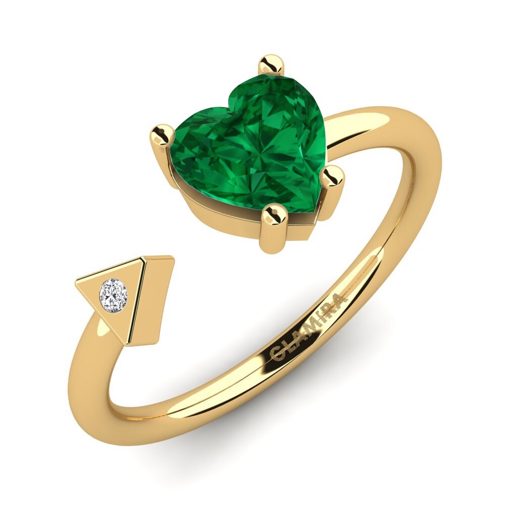 Gelbgold 750 Smaragd (im Labor gezüchtet) Ring Elodie