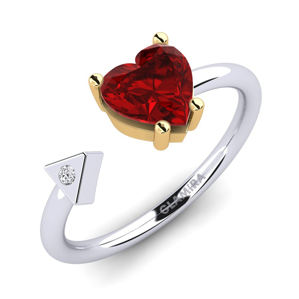 750 Weiß & Gelbgold Rubin (im Labor gezüchtet) Ring Elodie