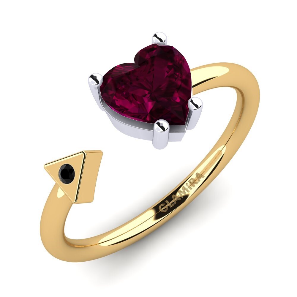 14ct Yellow & White Gold Rhodolite Garnet Ring Elodie