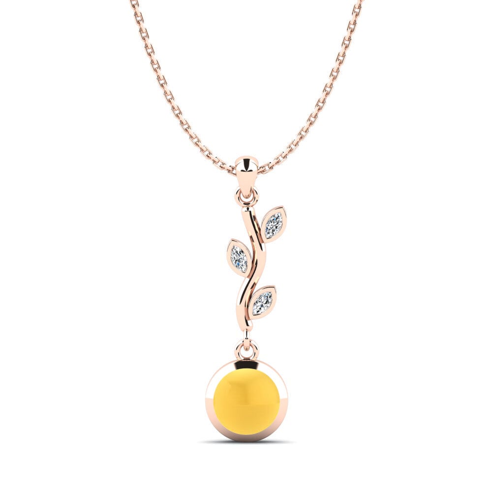 14k Oro Rosa Citrino Cabujón Colgante de Mujer Elohim