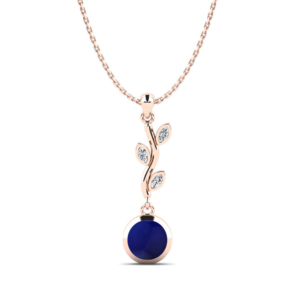 14k Oro Rosa Zafiro Cabujón Colgante de Mujer Elohim
