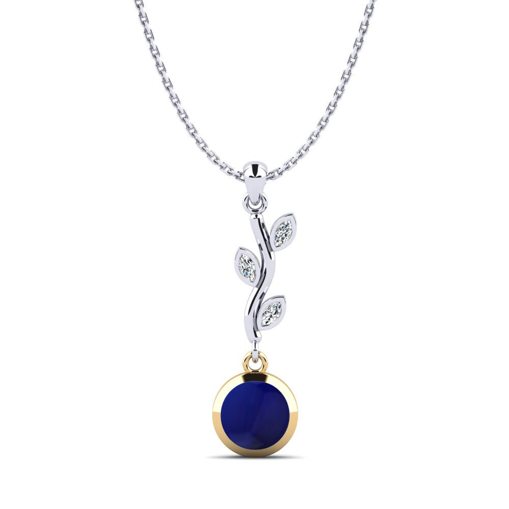14ct White & Yellow Gold Cabochon Sapphire Women's Pendant Elohim
