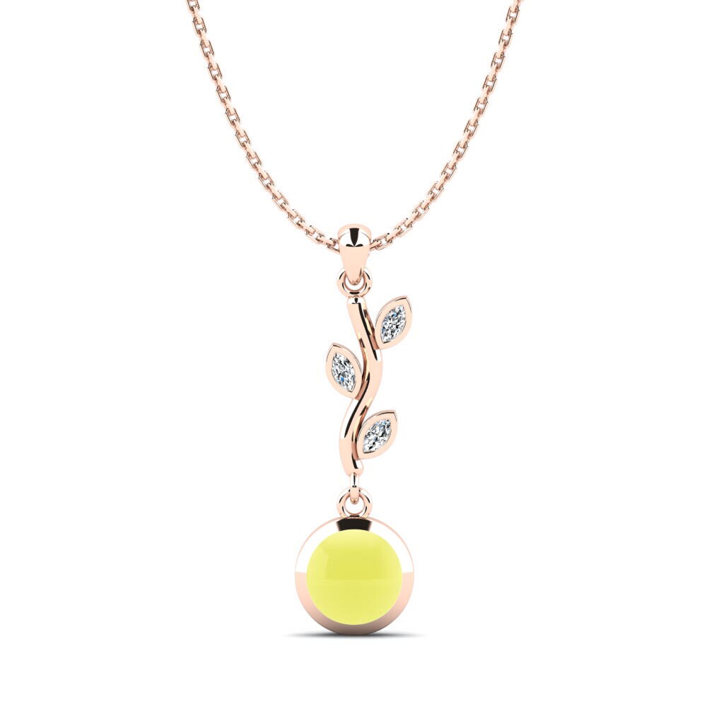 14k Oro Rosa Topacio Limón Cabujón Colgante de Mujer Elohim