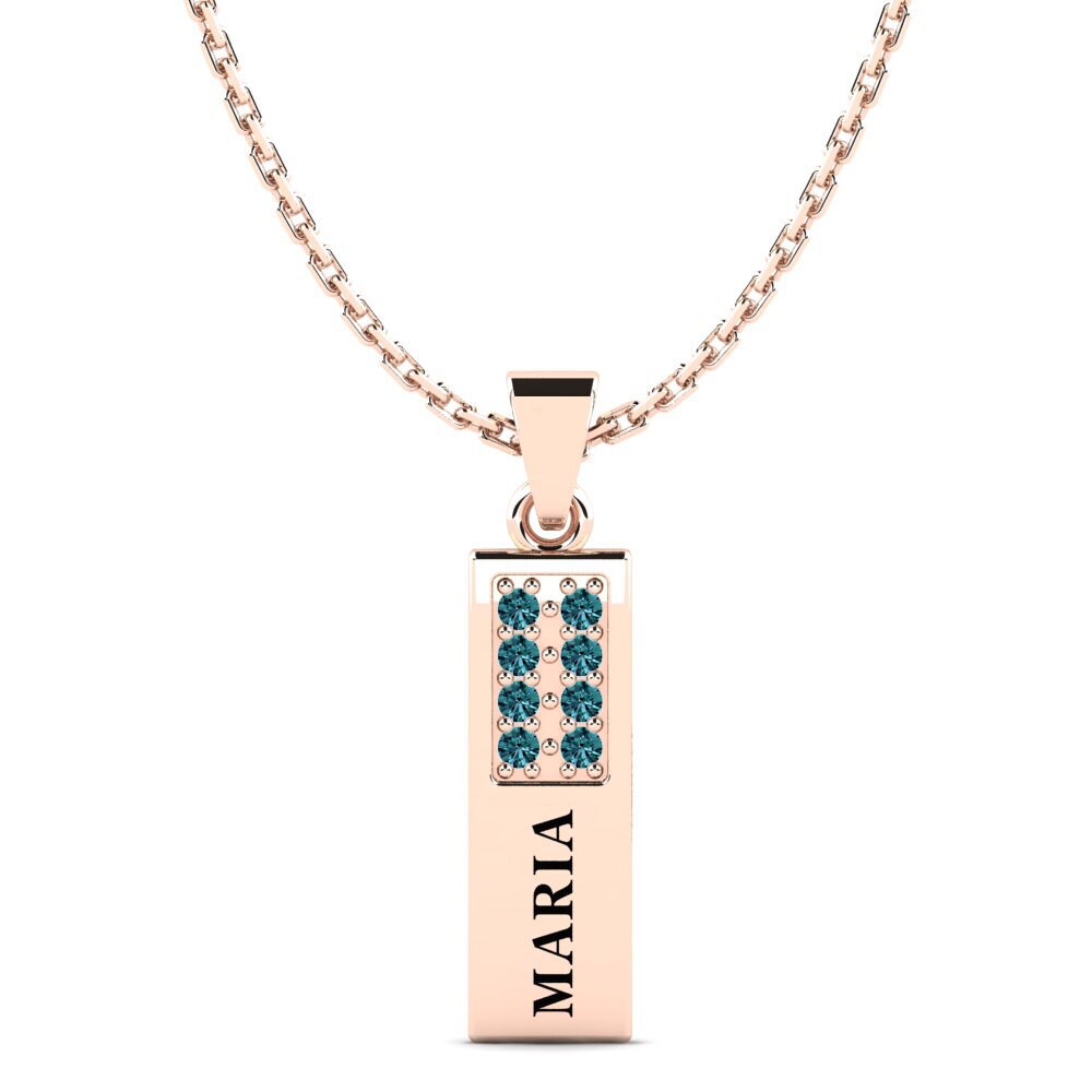 Rotgold 585 Blauer Diamant Damen anhänger Elois