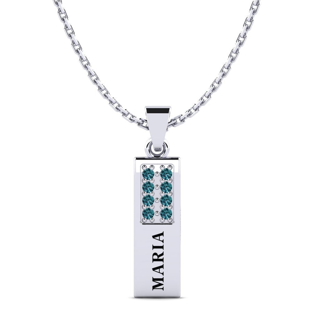 Weiß-Silber Blauer Diamant Damen anhänger Elois