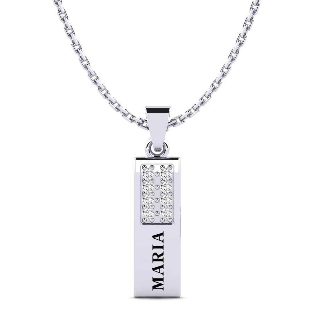Paladio 950 Zafiro blanco Colgante de Mujer Elois