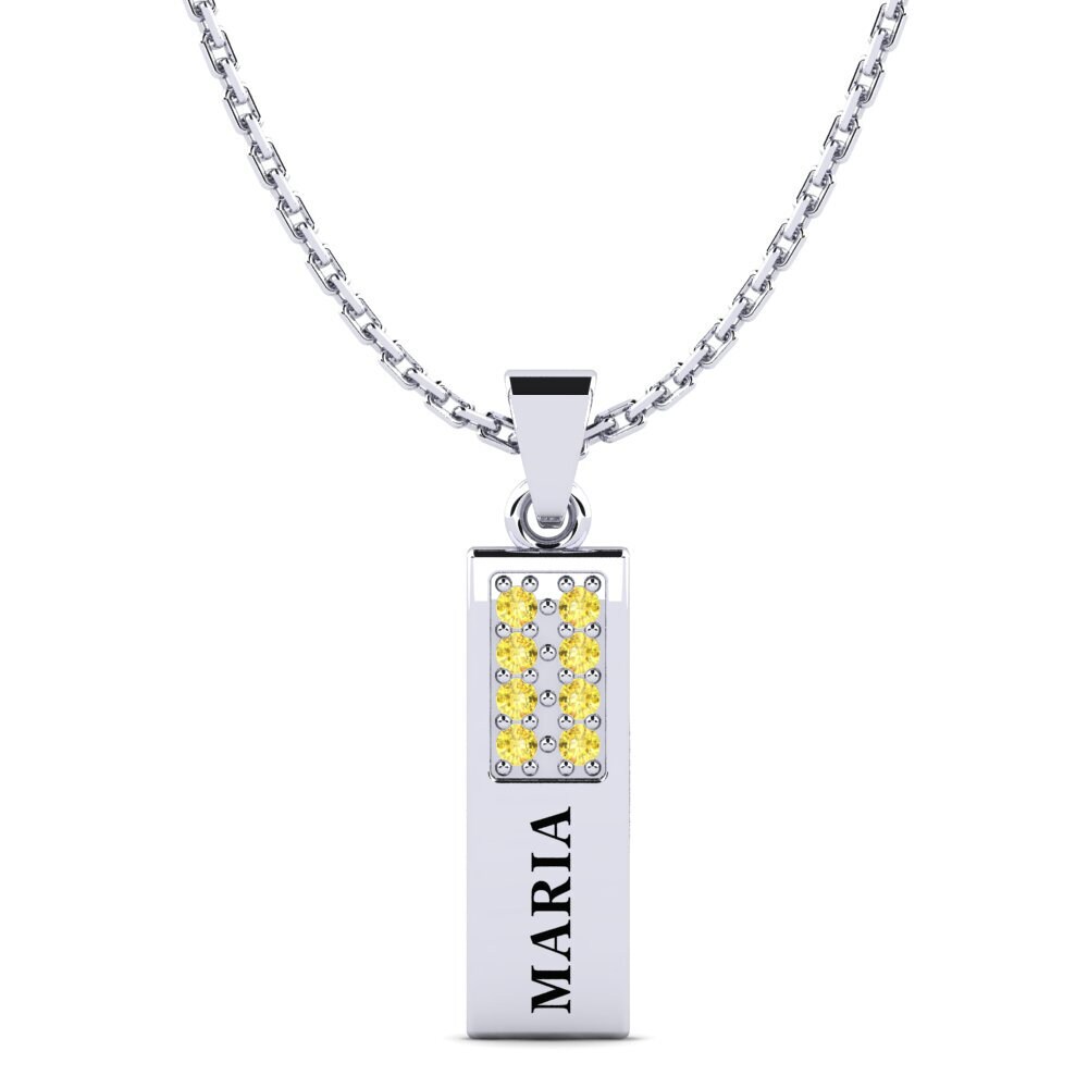 Paladio 950 Zafiro amarillo Colgante de Mujer Elois