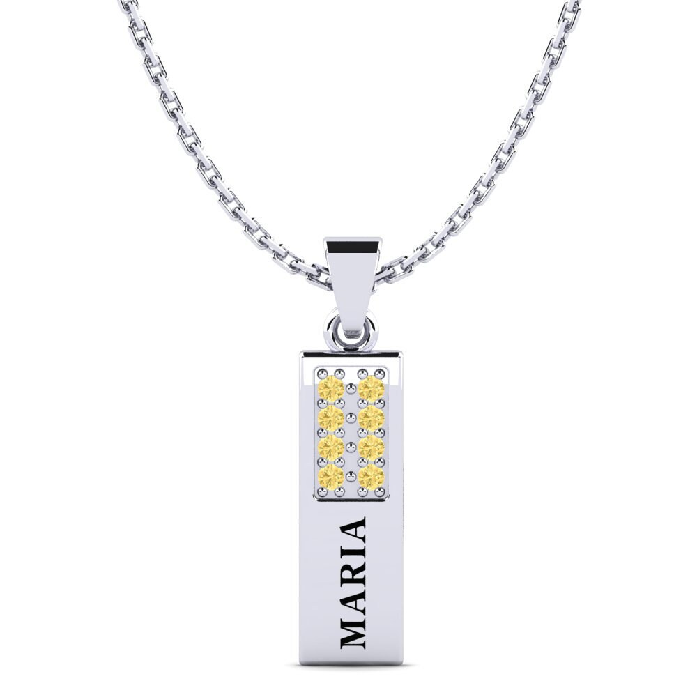 14k Oro Blanco Diamante Amarillo Colgante de Mujer Elois
