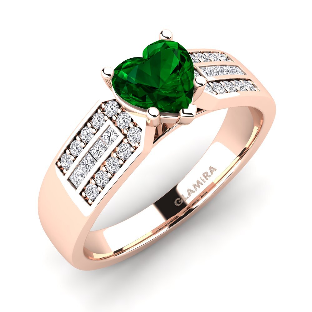 14ct Rose Gold Green Zirconia Engagement Ring Eloise
