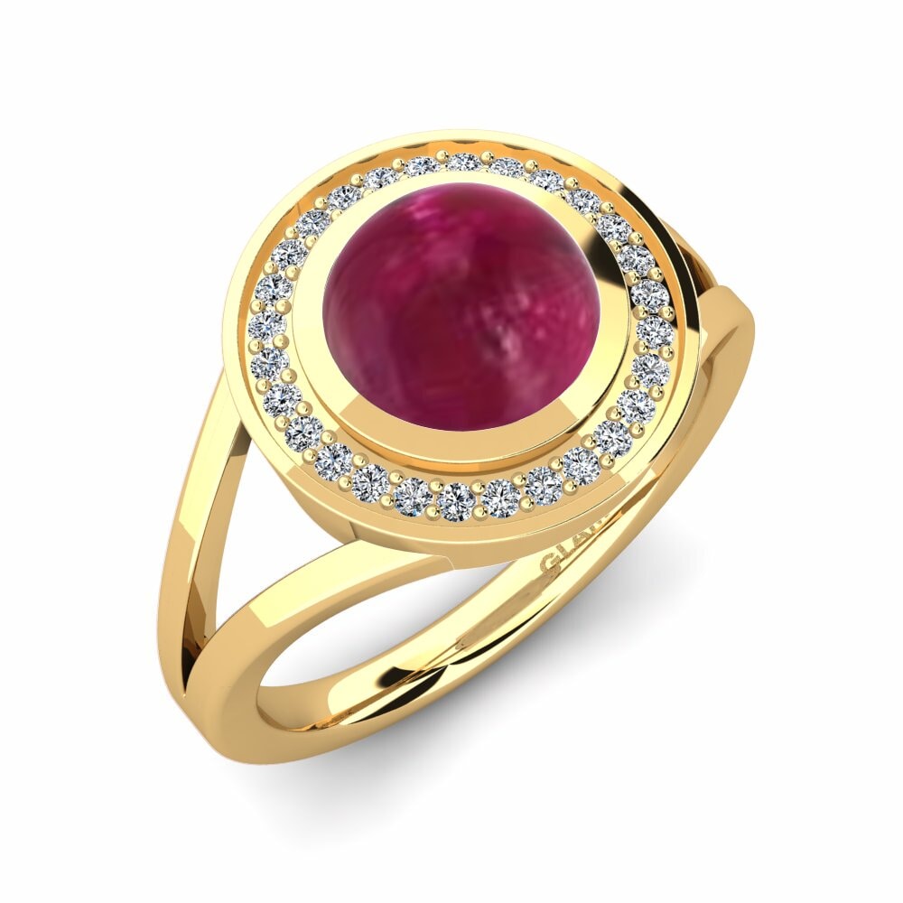 Or Jaune 18k Rubis Cabochon Bague Elonna