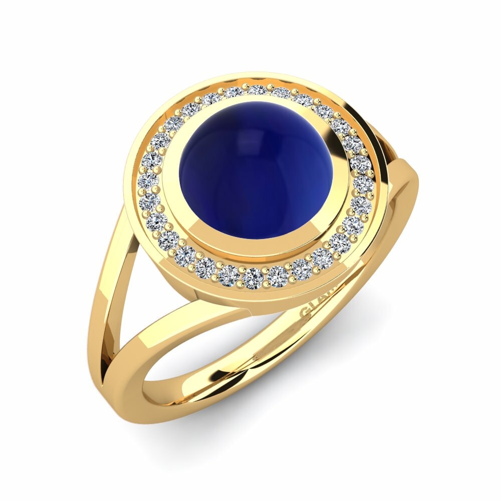 Or Jaune 18k Saphir Cabochon Bague Elonna