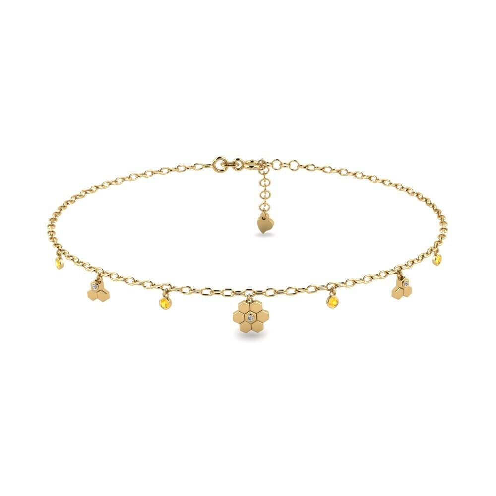 14ct Yellow Gold Citrine Women's Anklet Elsy