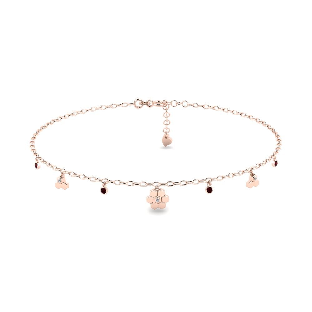 9ct Rose Gold Garnet Women's Anklet Elsy