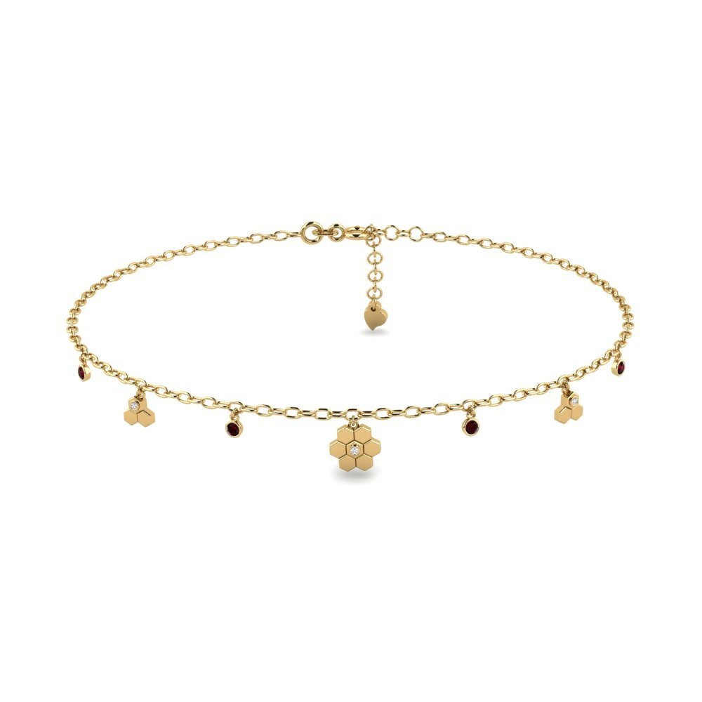 14k Oro Amarillo Granate Tobillera de mujer Elsy