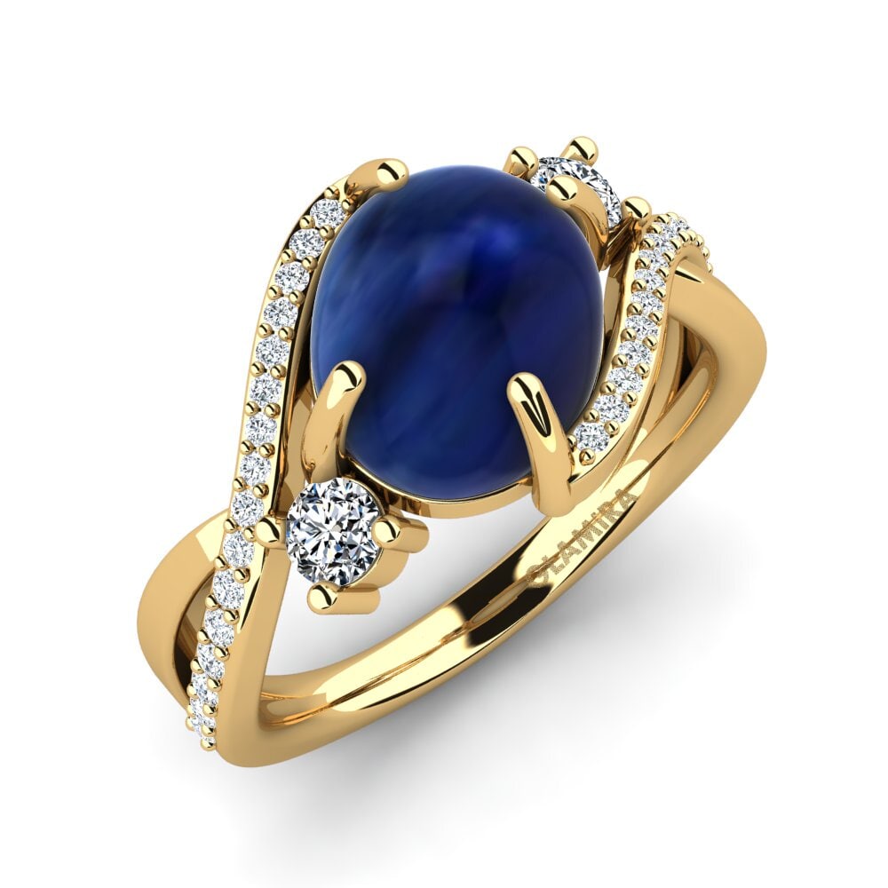 18k Oro Amarillo Zafiro Cabujón Anillo Elviana