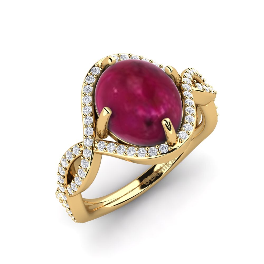 Or Jaune 9k Rubis Cabochon Bague Elwira
