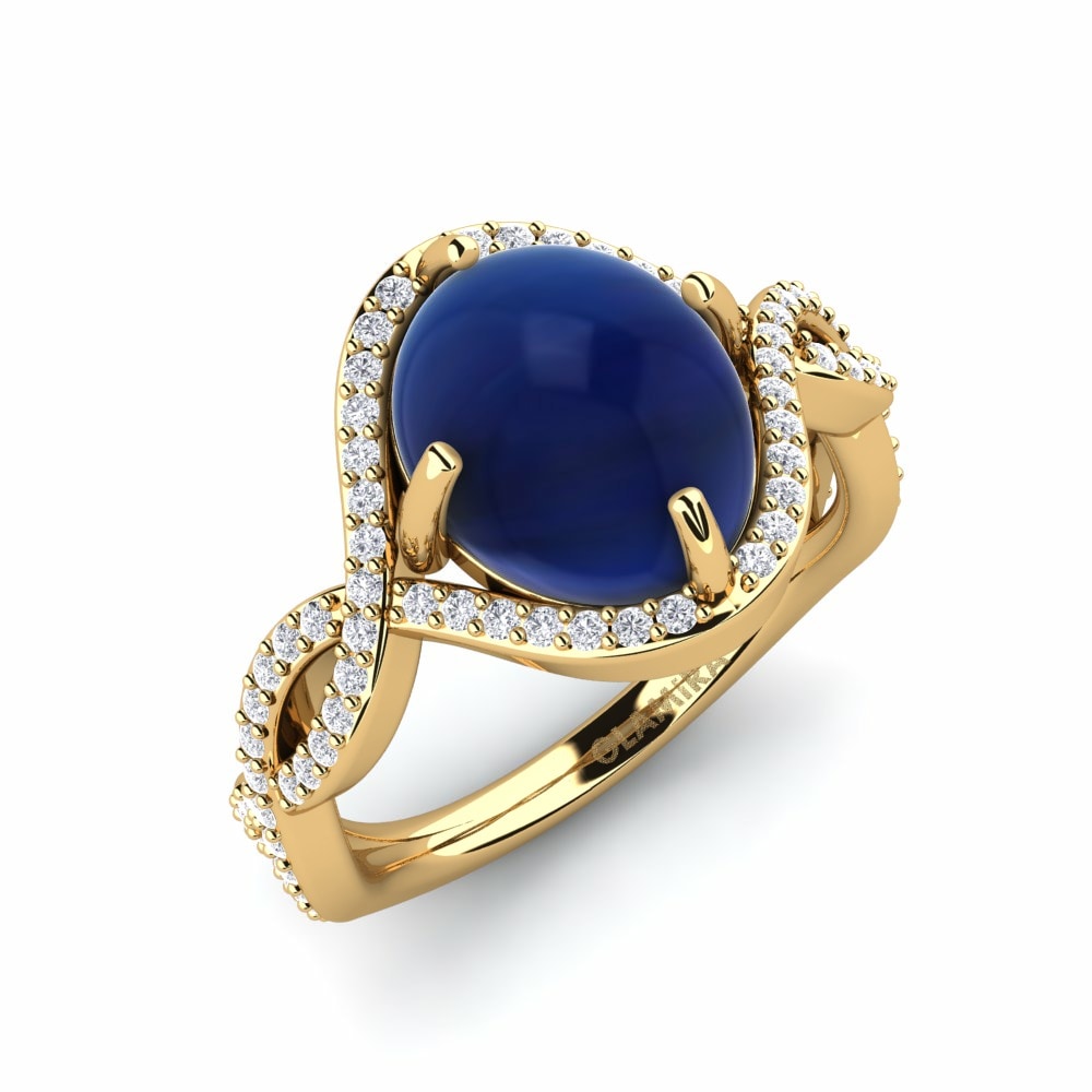 18k Oro Amarillo Zafiro Cabujón Anillo Elwira