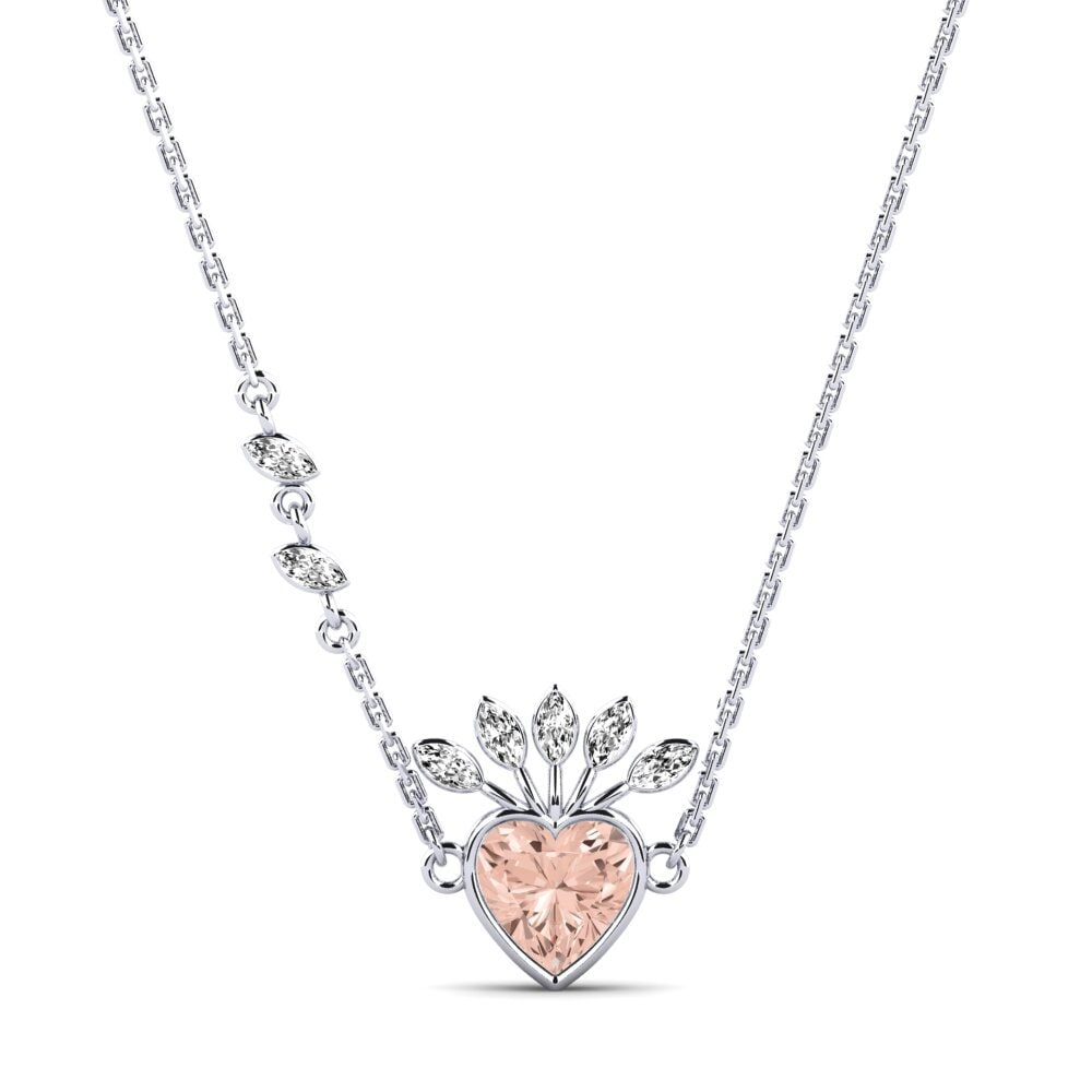 14k Oro Blanco Morganita Collar de Mujer Elysia