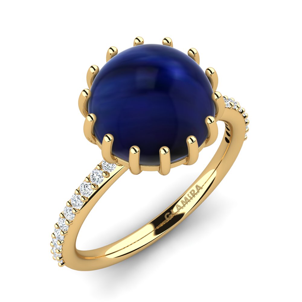 18k Oro Amarillo Zafiro Cabujón Anillo Emaleen